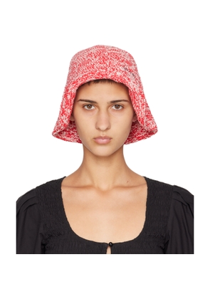 GANNI Red & White Crochet Bucket Hat