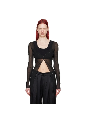 Alexander Wang Black Ribbed Cardigan