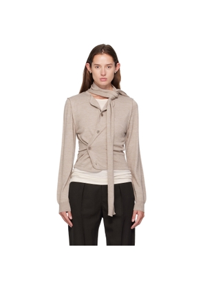 LEMAIRE Beige Scarf Twisted Cardigan