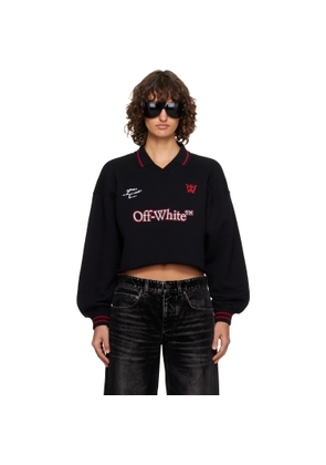 Off-White Black Sporty Crop Polo Logo Sweatshirt