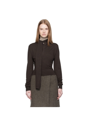 LEMAIRE Brown Twisted Scarf Cardigan