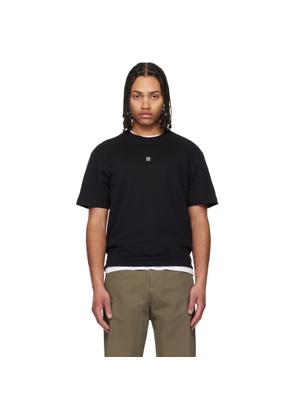 Hugo Black Stacked-Logo Cotton Blend T-shirt