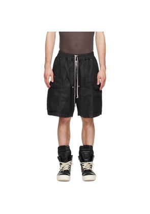 Rick Owens DRKSHDW Black Temple Denim Cargobela Shorts
