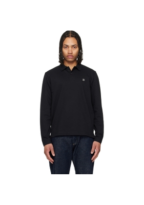 Hugo Black Stacked-Logo Cotton Blend Polo