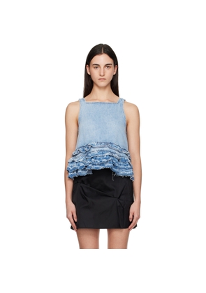 GANNI Blue Frill Denim Tank Top