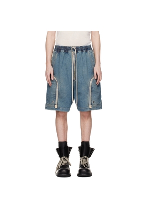 Rick Owens DRKSHDW Blue Temple Bauhaus Pods Denim Shorts