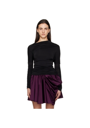 GANNI Black Ruched Long Sleeve T-shirt