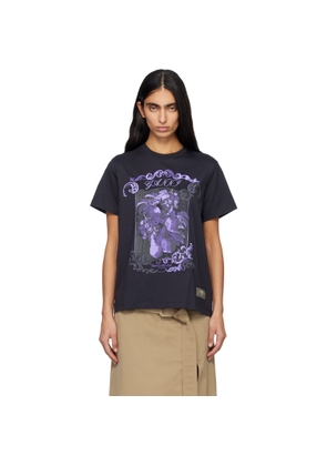 GANNI Black Cotton Damask Relaxed T-shirt