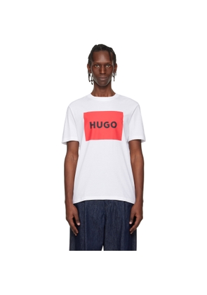 Hugo White Regular-Fit Logo-Print T-shirt