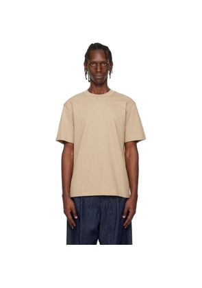 Hugo Beige Relaxed-Fit Logo-Print T-shirt