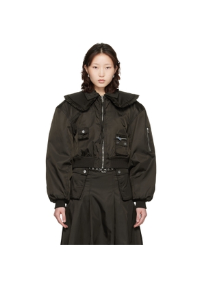 GANNI Brown Duchesse Nylon Bomber Jacket