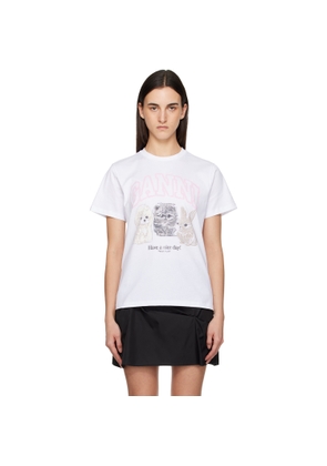 GANNI White Animal Print T-shirt