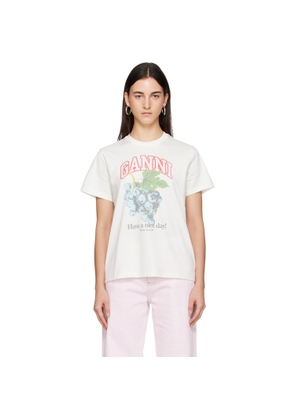 GANNI Off-White Basic Cotton Jersey Grapes Relaxed T-shirt