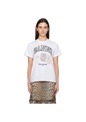 GANNI White Basic Jersey Animals Relaxed T-shirt