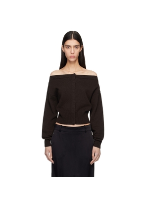 TOM FORD Brown Soft Cashmere Open-Neck Shrunken Cardigan