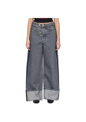 GANNI Gray Double Fly Baggy Jeans