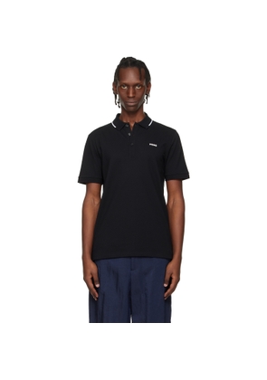 Hugo Black Stretch Cotton Slim-Fit Logo Polo
