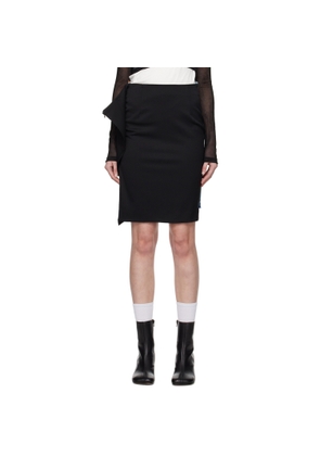 MM6 Maison Margiela Black & Blue Paneled Denim Midi Skirt