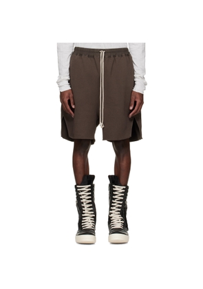 Rick Owens DRKSHDW Brown Temple Long Boxers Butt Zip Shorts