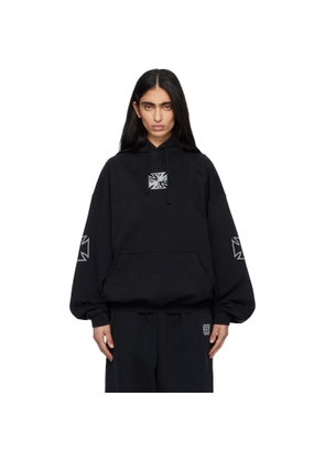 VETEMENTS Black Triple Biker Cross Logo Hoodie