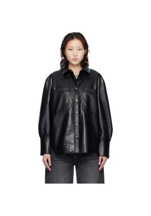 ANINE BING Black Dante Regenerated Leather Shirt