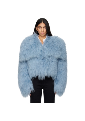 The Attico Blue Shearling Bomber Jacket