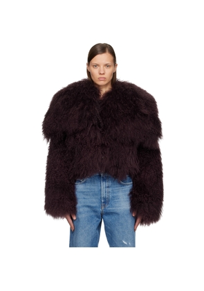 The Attico Burgundy Shearling Bomber Jacket