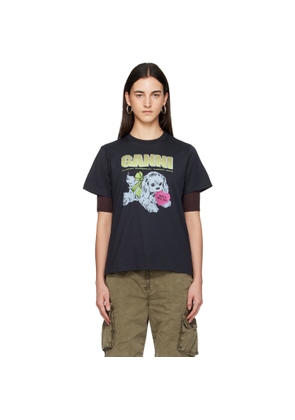 GANNI Black Puppy T-shirt