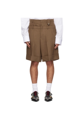 EGONlab Brown Double Waist Wool Shorts