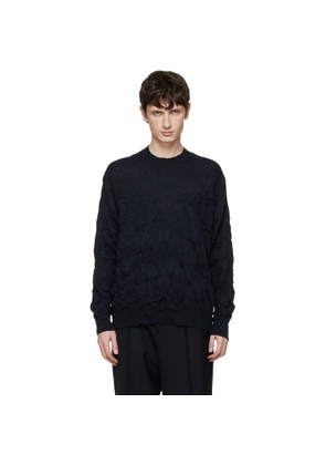 Comme des Garçons Homme Navy Wrinkle Process Sweater