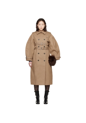 GANNI Beige Bonded Cotton Trench Coat