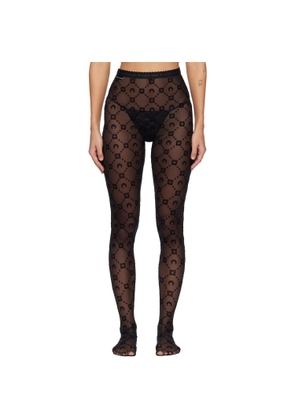 Marine Serre Black Moonogram Mesh Flock Tights