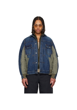 sacai Navy & Khaki Nylon Twill & Denim Jacket