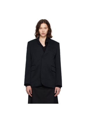 MM6 Maison Margiela Black Collarless Tailoring Wool Blazer
