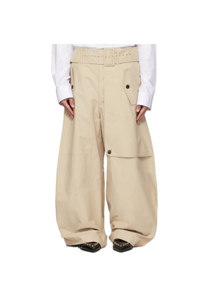 EGONlab Beige Belted Trench Trousers.