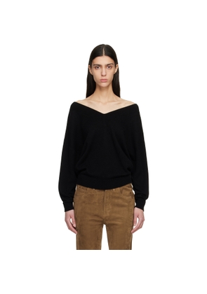 TOM FORD Black Cashmere Off The Shoulder Knit Sweater
