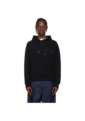 Hugo Black Oversized-Fit Graphic Print Hoodie