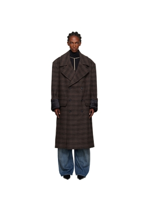 MM6 Maison Margiela Brown & Black Checked Coat
