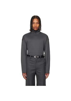 LEMAIRE Gray Relaxed Mock Neck T-shirt