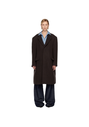 MM6 Maison Margiela Brown Draped Panel Coat