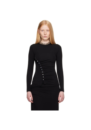Rabanne Black Drapé Pression Jersey Top
