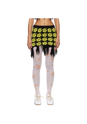 Ashley Williams Black & Yellow Ganguro Floral Miniskirt