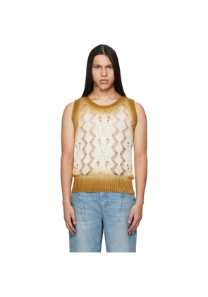 EGONlab Tan & Off-White Textured Knit Tank Top