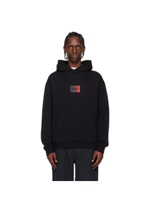 Hugo Black Cotton-Terry Gradient Logo Hoodie