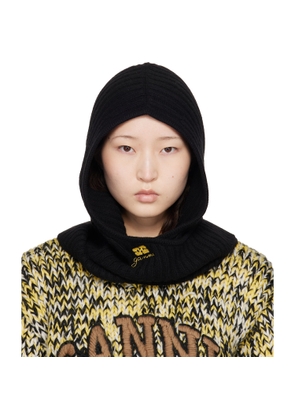 GANNI Black Wool Mix Balaclava