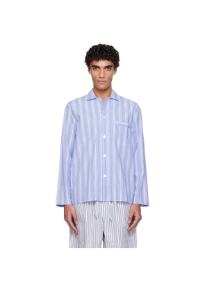 Tekla Blue Poplin Long-Sleeved Pyjama Shirt