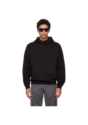 Hugo Black Embroidered-Logo Hoodie