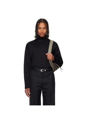 LEMAIRE Black Relaxed Mock Neck T-shirt