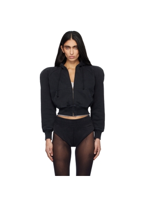 VETEMENTS Black Round Shoulder Zip-Up Hoodie