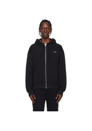 Hugo Black Relaxed-Fit Logo Detail Hoodie